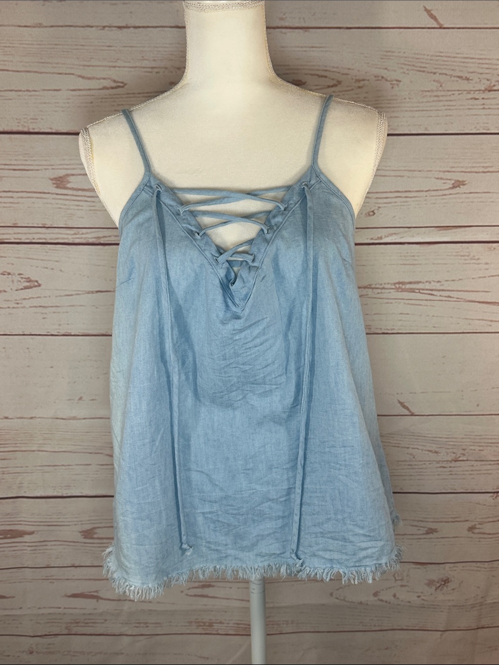 Charlotte Russe Light Blue Lace-Up Spaghetti Strap Women's Top M